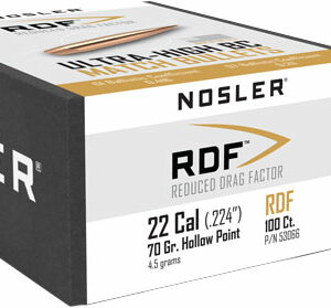 NOSLER BULLETS 22 CAL .224 - 70GR RDF HPBT 100CT