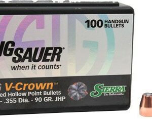 SIERRA BULLETS 9MM .355 - 90GR JHP SIG V-CROWN 100CT