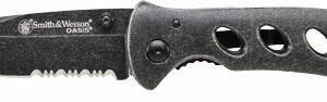 S&W OASIS SMALL LINER LOCK - KNIFE 2.6" STONEWASH BLADE