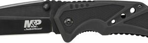 S&W KNIFE CLIP FOLDER 3.8" - BLADE BLACK W/ STRAP CUTTER