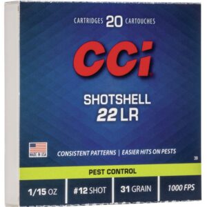 CCI Rimfire Shotshell Ammunition .22 LR 1/15 oz #12 31 gr 1000 fps 20/ct
