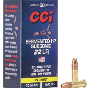 CCI Segmented HP Subsonic Rimfire Ammunition .22 LR 40 gr 1050 fps 50/ct