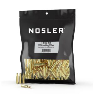Nosler Unprimed Unprepped Brass Rifle Cartridge Cases .222 Rem Mag 250/ct (BULK)