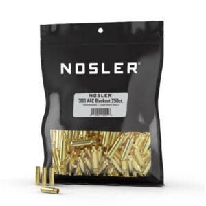 Nosler Unprimed Unprepped Brass Rifle Cartridge Cases .300 AAC Blackout 250/ct (BULK)