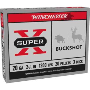 Winchester Super-X Buckshot Shotshells 20 ga 2-3/4" 1200 fps #3B 5/ct