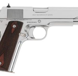 COLT GOVERNMENT 1911 45ACP 5" - 8RD BRIGHT STAINLESS ROSEWOOD