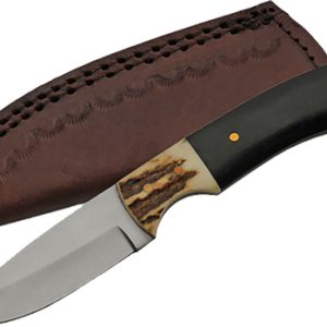 SZCO RITE EDGE 7" STAG HORN - HUNTING KNIFE LEATHER SHEATH