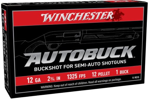 WINCHESTER AUTOBUCK 12GA 2.75" - 1 BUCK 12 PELLETS 5RD 50BX/CS